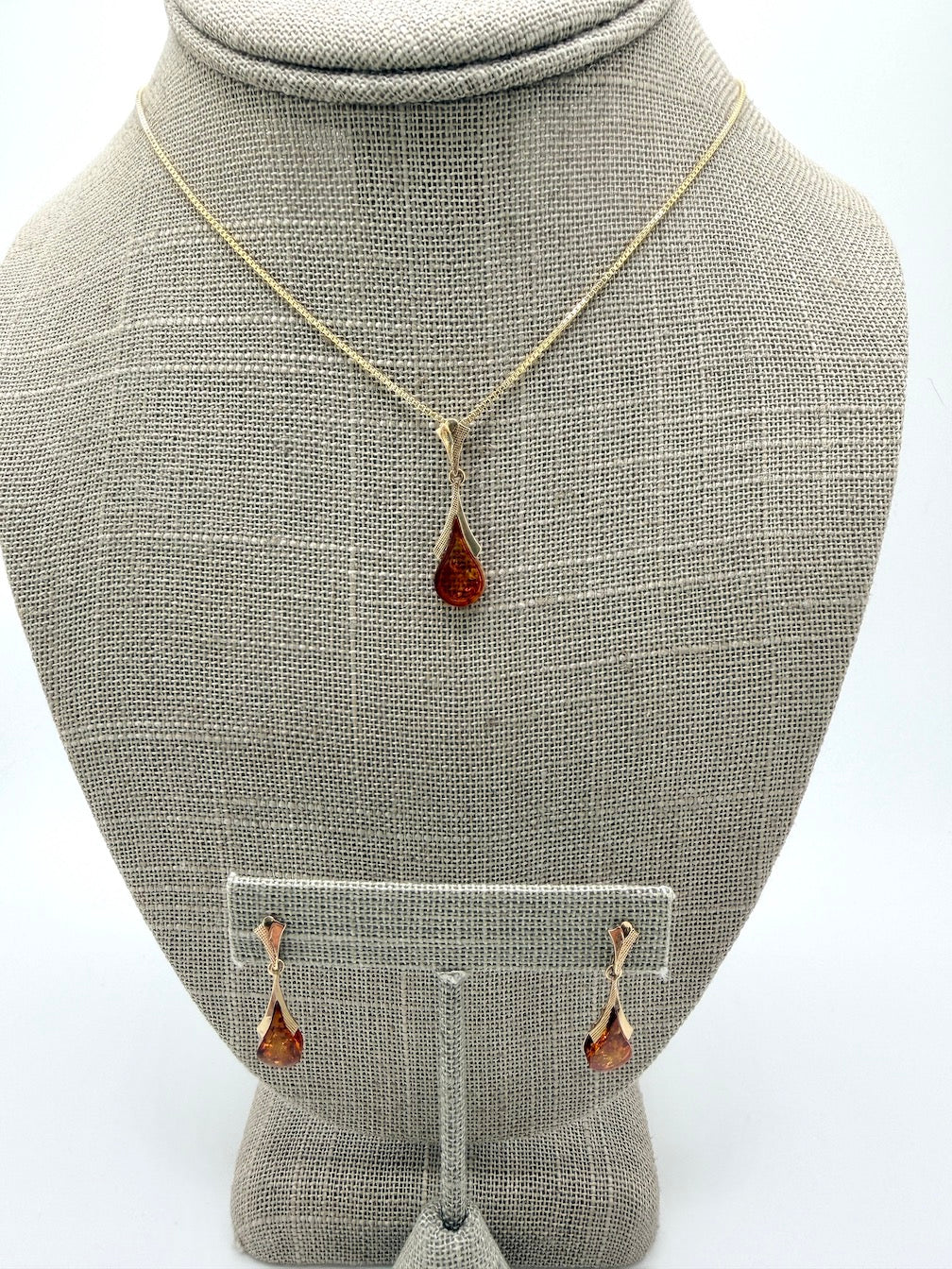 14K Gold Teardrop Pendant + Earrings Set – Handmade Luxury Gift