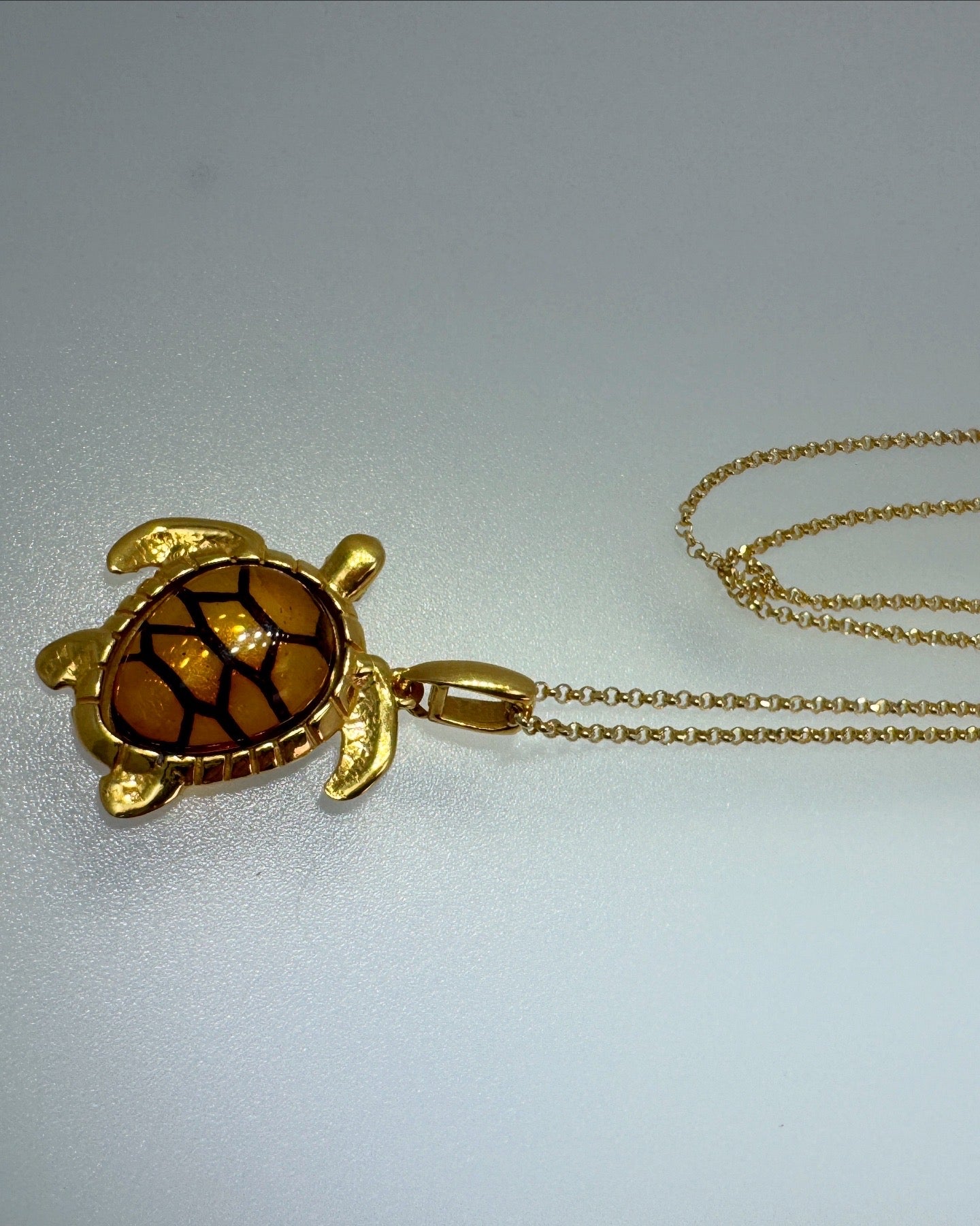 Baltic Amber Sea Turtle Pendant – Shipped on Gold Plated Sterling Silver