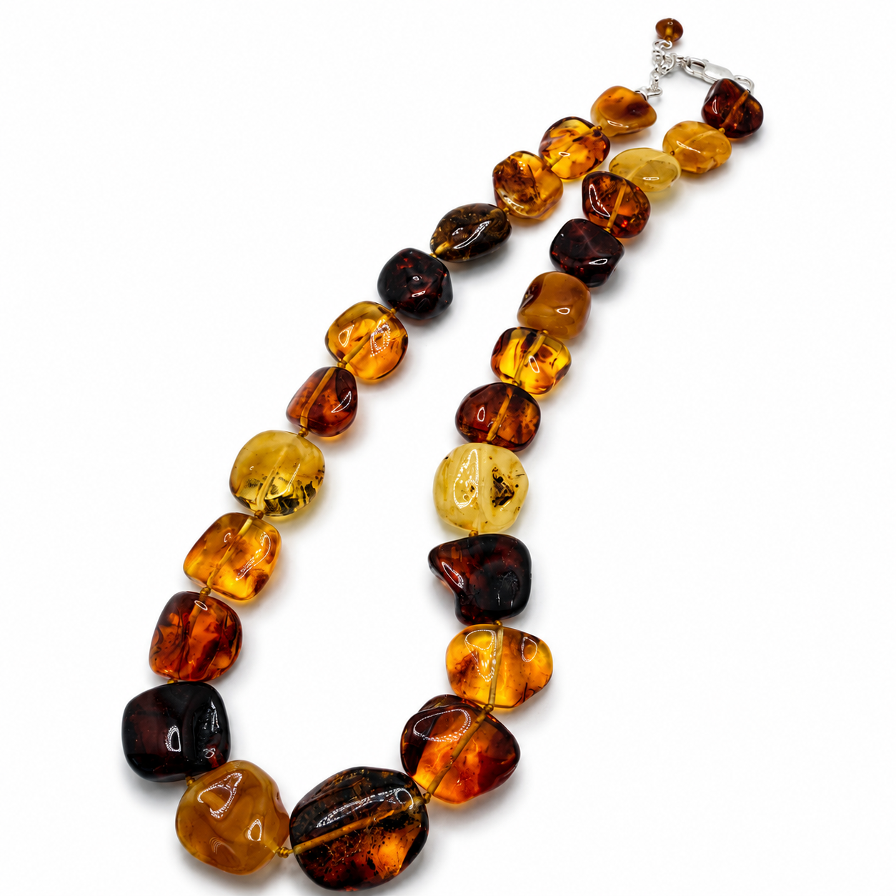 Genuine Baltic Amber Multicolor Baroque Cube Necklace