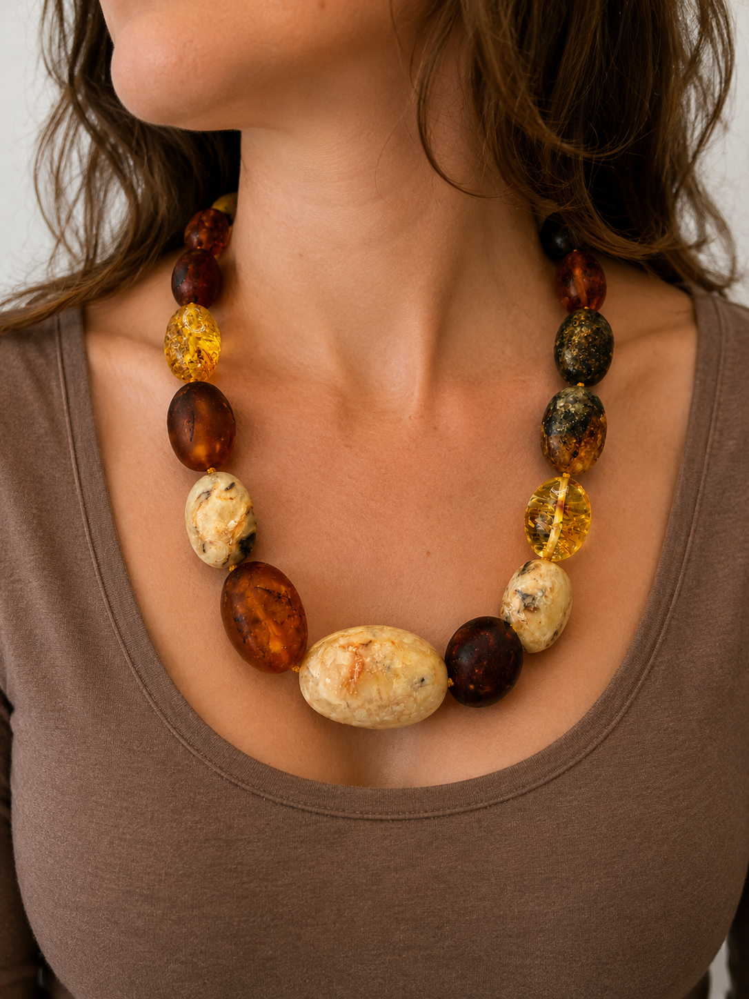 Museum Quality Genuine Baltic Amber Oversized Bead Necklace