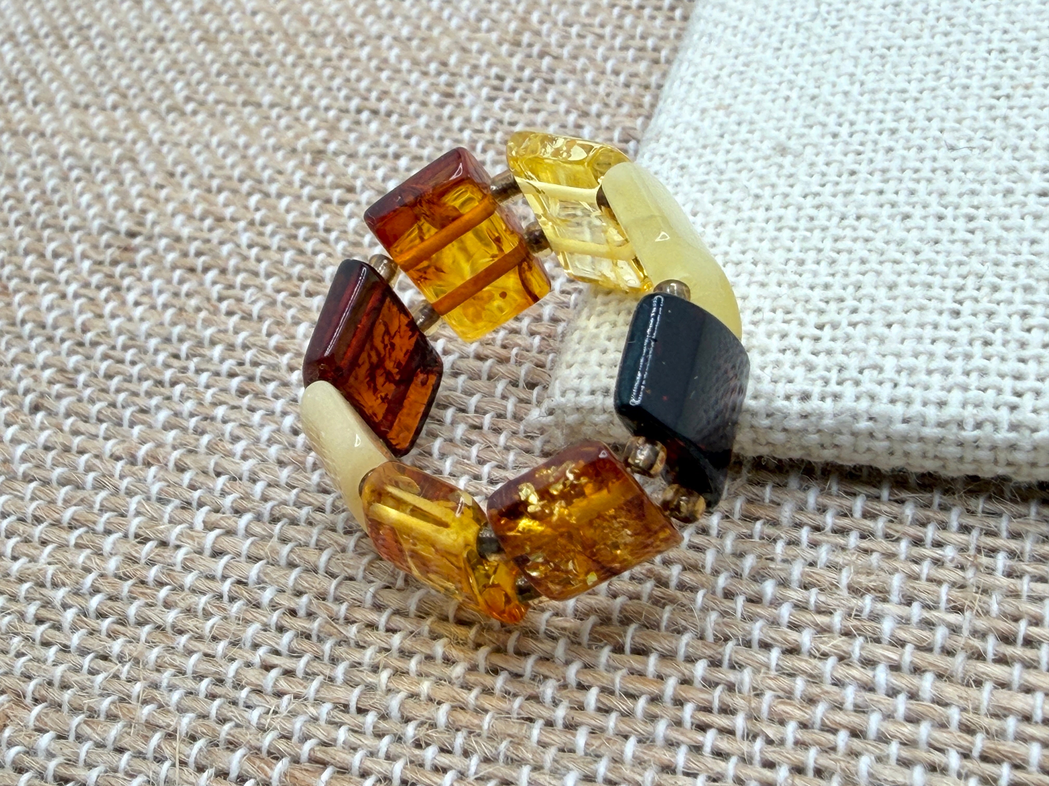 Adjustable Baltic Amber Beaded Ring
