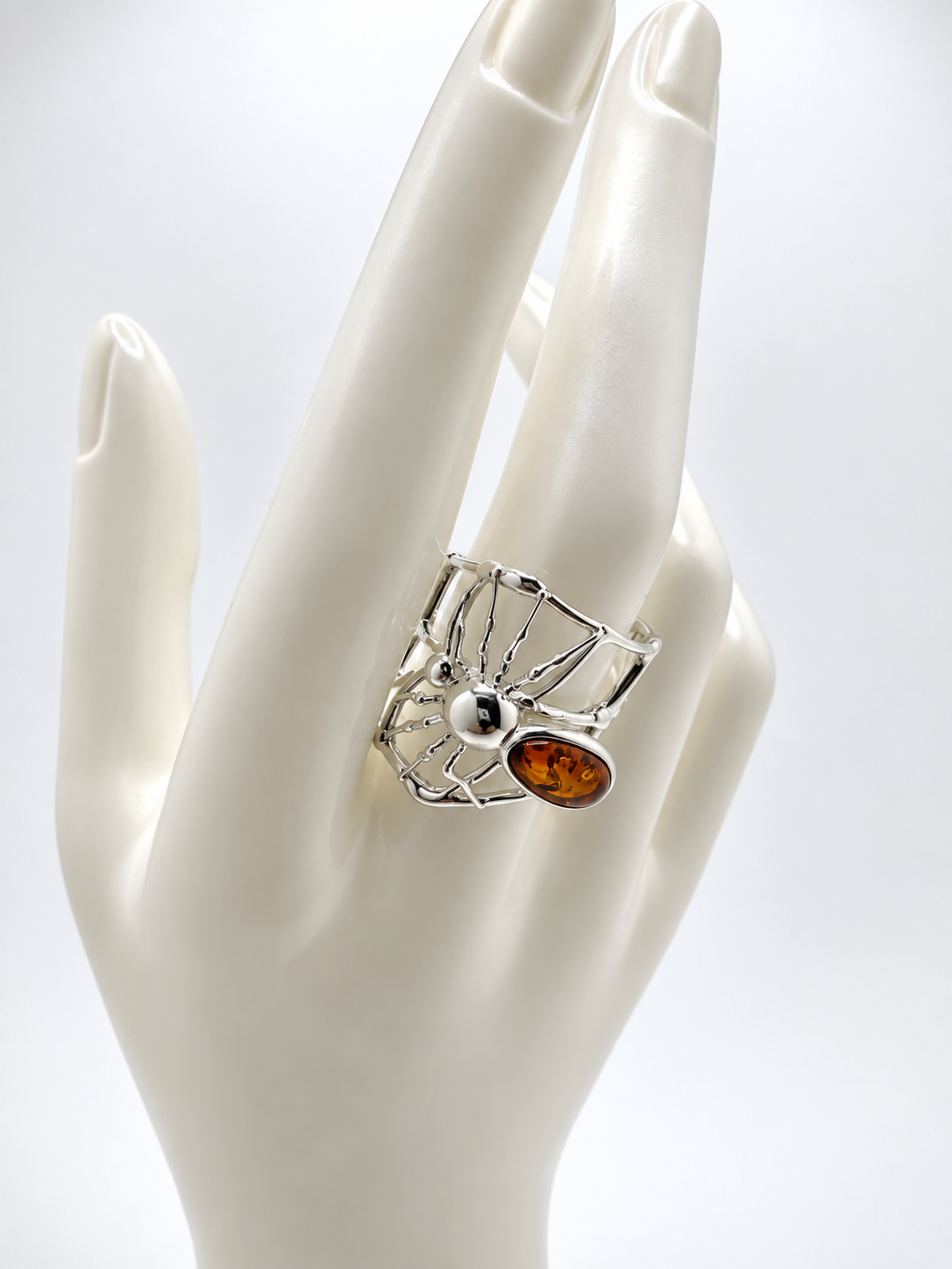 Genuine Baltic Amber Spiderweb Ring