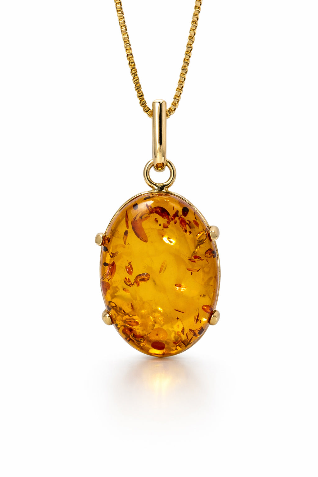 Genuine Baltic Amber & 14K Gold Pendant Set with Matching Drop Earrings | Handmade in Poland | Cognac Amber Jewelry Set