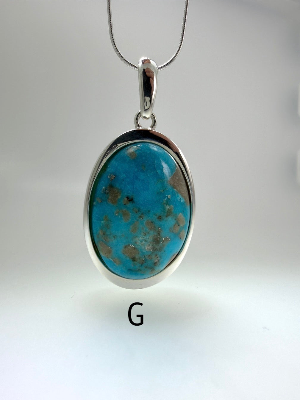 American Sleeping Beauty Turquoise & 925 Sterling Silver Pendants on Silver Chain