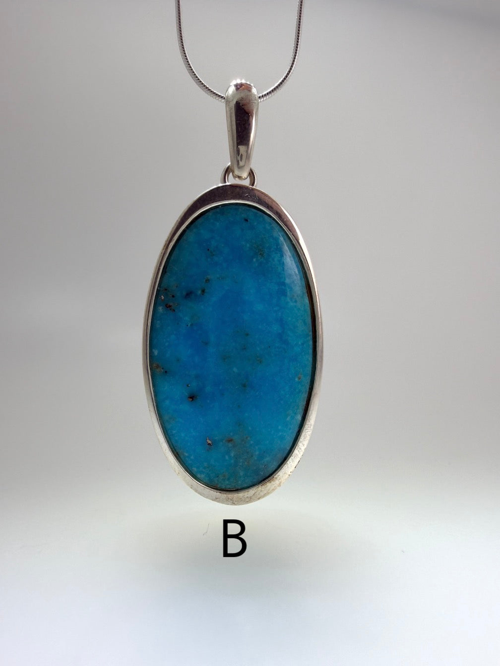 American Sleeping Beauty Turquoise & 925 Sterling Silver Pendants on Silver Chain