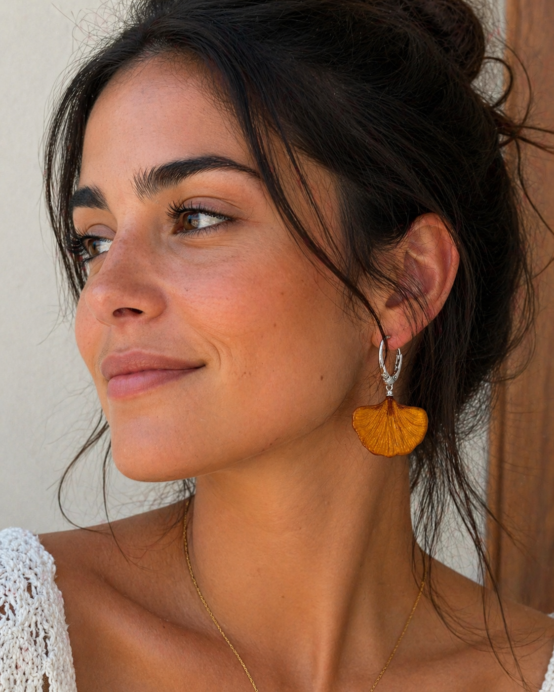 Genuine Baltic Amber Ginkgo Biloba Earrings – Hand Carved Honey Amber – Sterling Silver Lever Back – Nature Inspired Drop Earrings