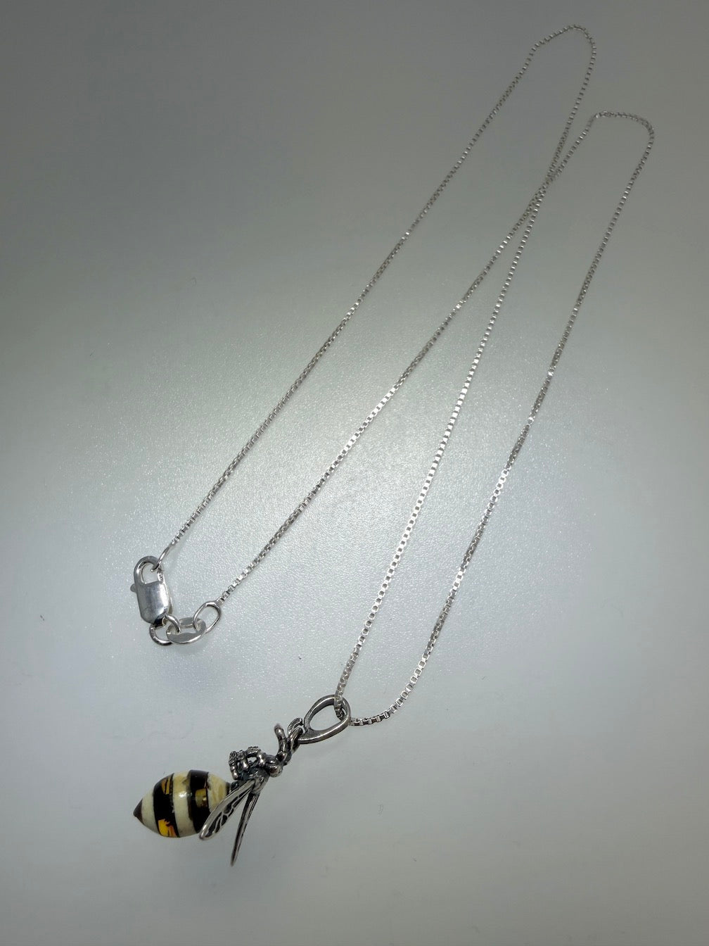 Baltic Amber Bumblebee Pendant – Sterling Silver Chain – Whimsical Nature Jewelry – Made in Poland