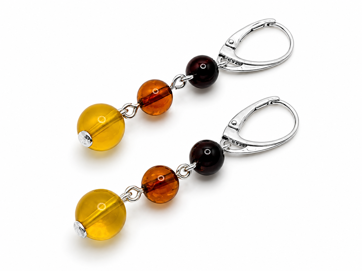 Baltic Amber Drop Lever Back Earrings – Cherry, Honey & Lemon Amber Dangle Earrings