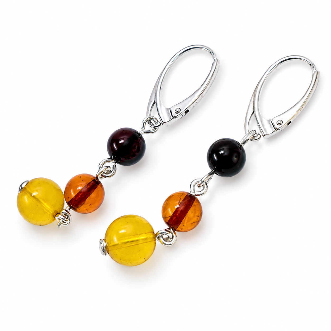 Baltic Amber Drop Lever Back Earrings – Cherry, Honey & Lemon Amber Dangle Earrings