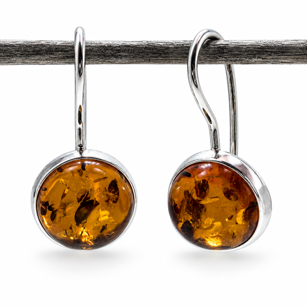 Baltic Amber Earrings Sterling Silver