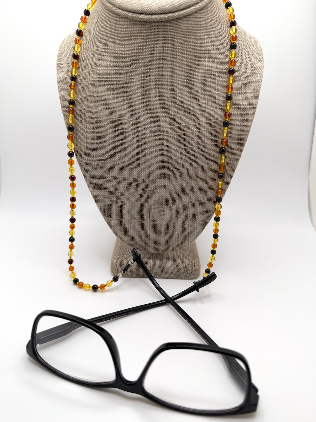 Baltic Amber Eyeglass Chain Necklace – Genuine Ombre Amber Multi-Color Beads