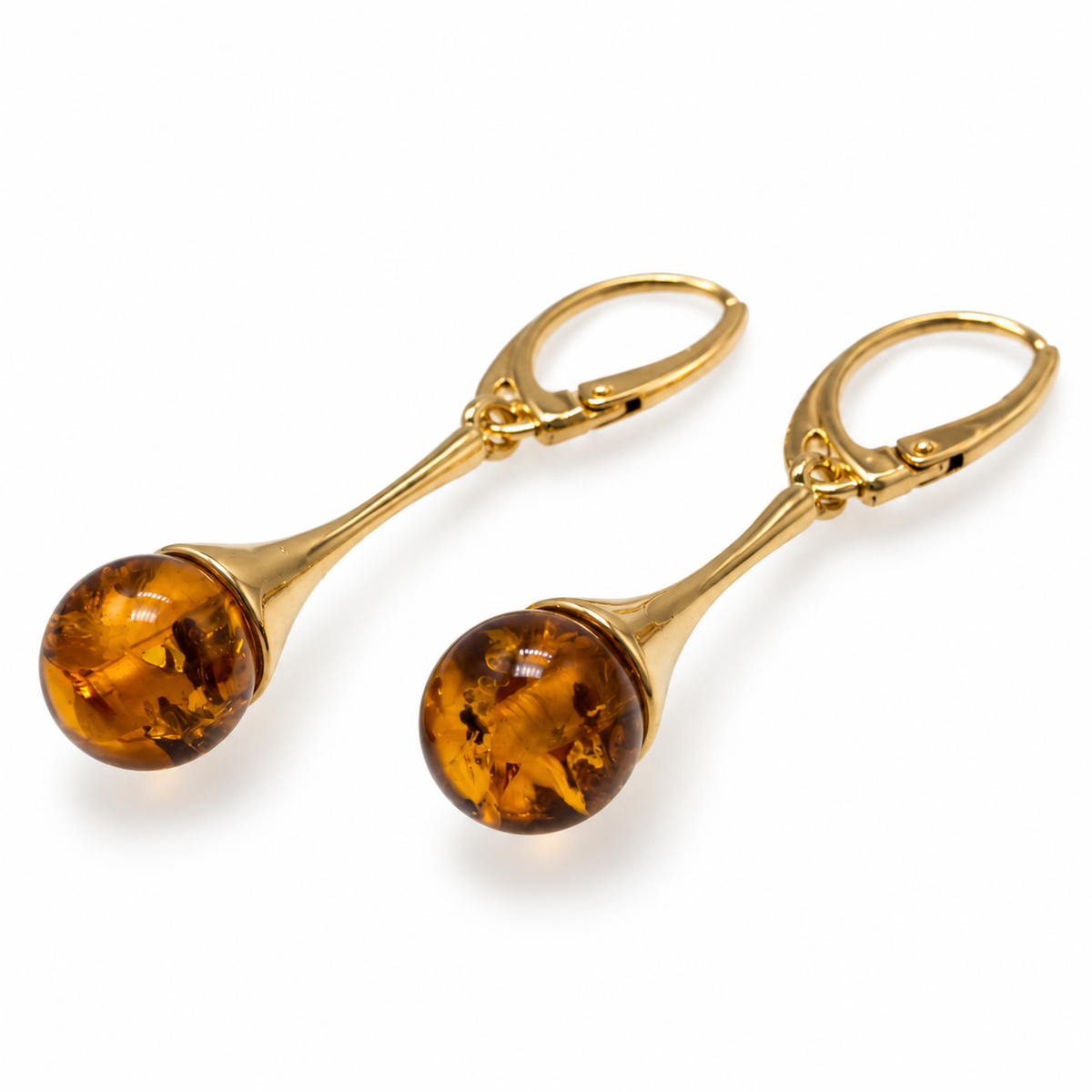 Baltic Amber Gold Plated Sterling Silver Earrings