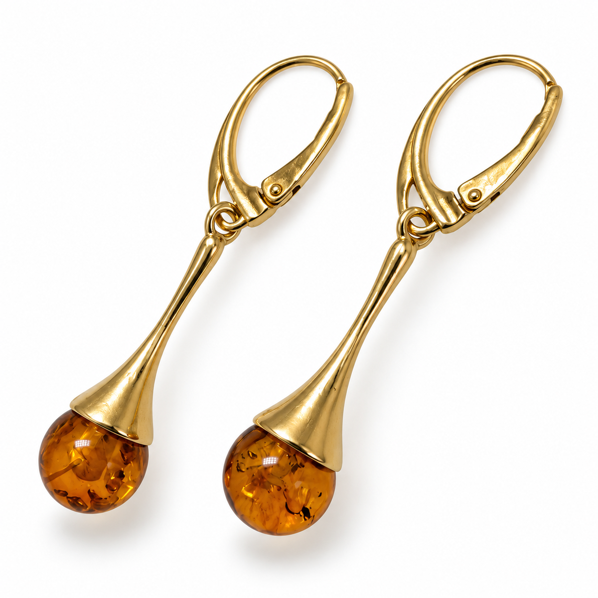 Baltic Amber Gold Plated Sterling Silver Earrings