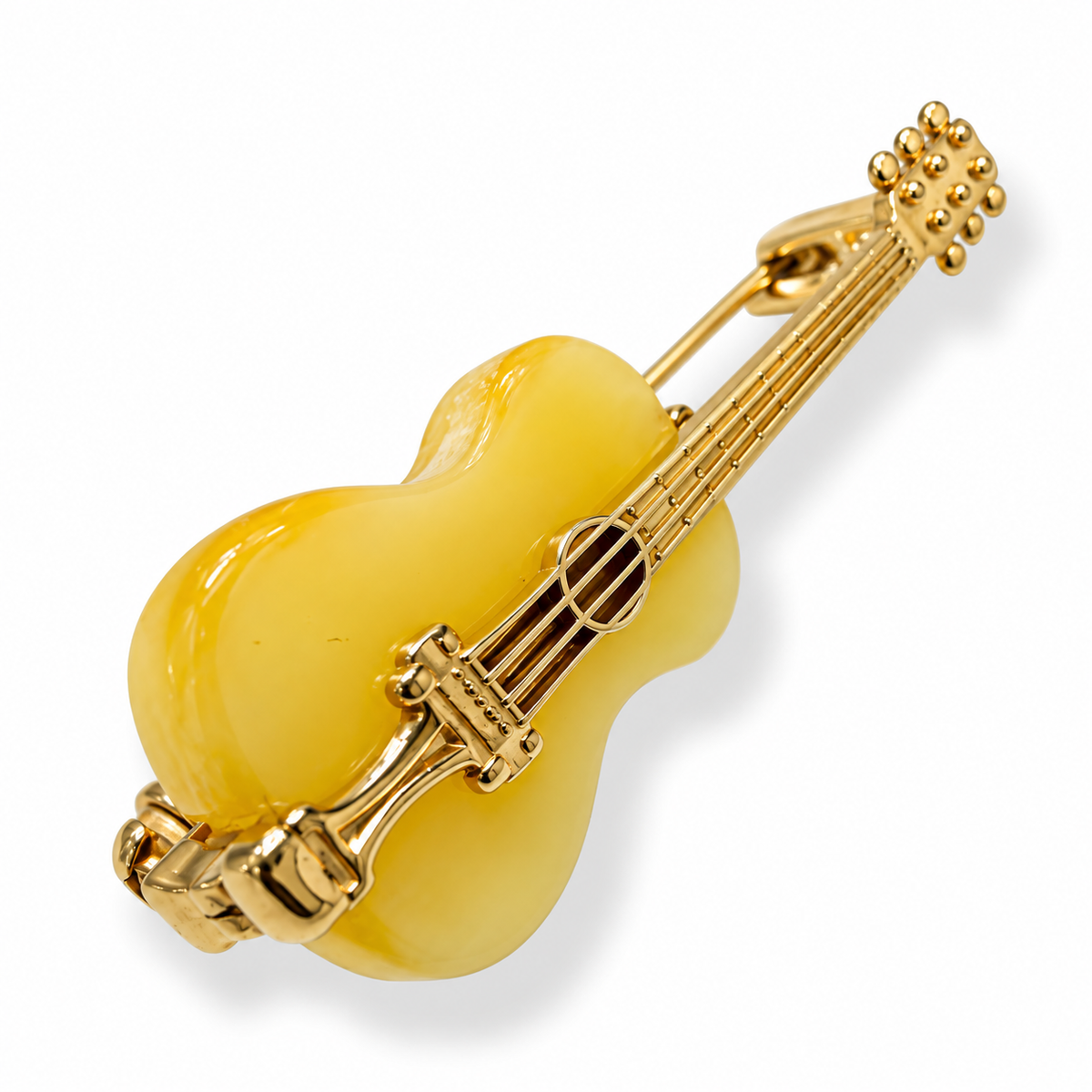 Baltic Amber Guitar Brooch Pin