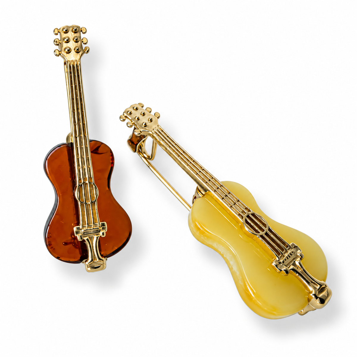 Baltic Amber Guitar Brooch Pin