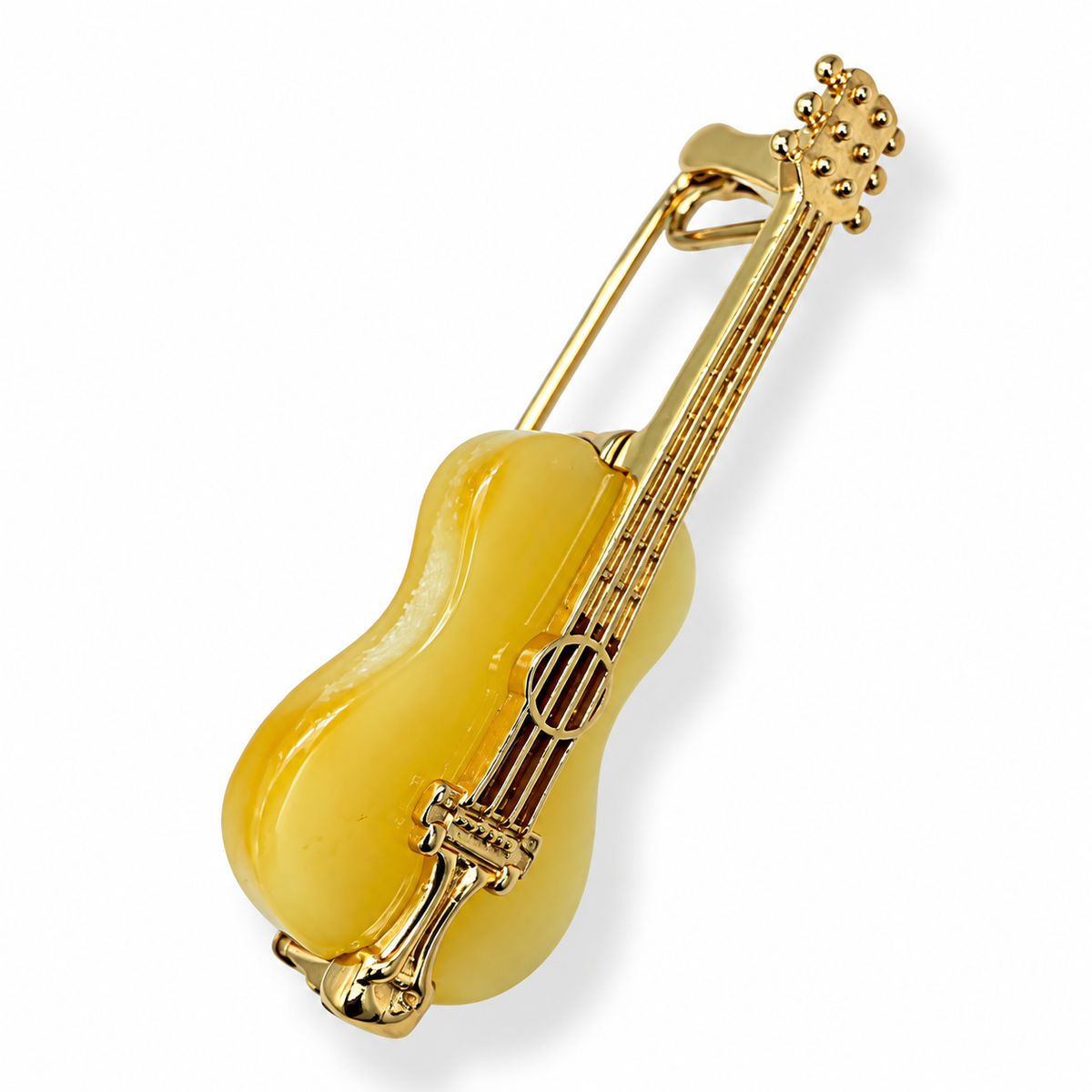 Baltic Amber Guitar Brooch Pin