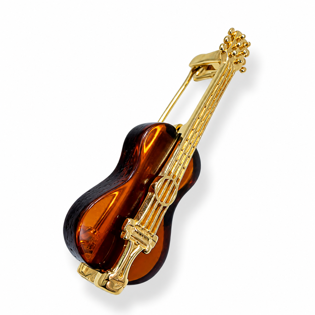 Baltic Amber Guitar Brooch Pin