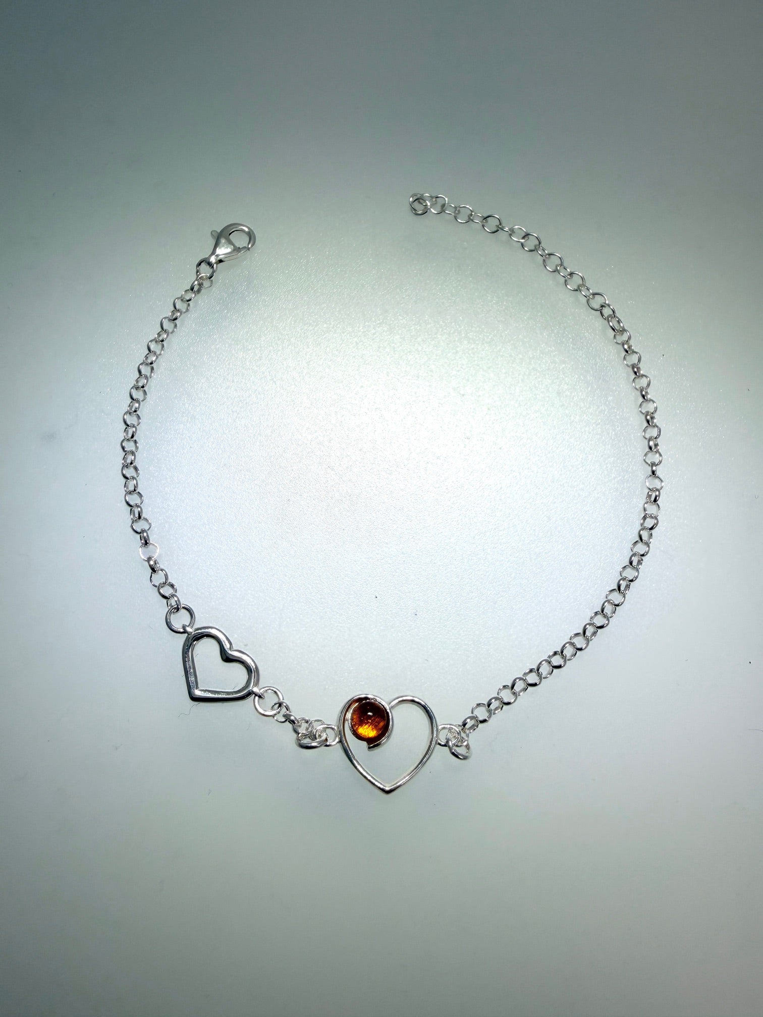 Baltic Amber Heart Chain Bracelet