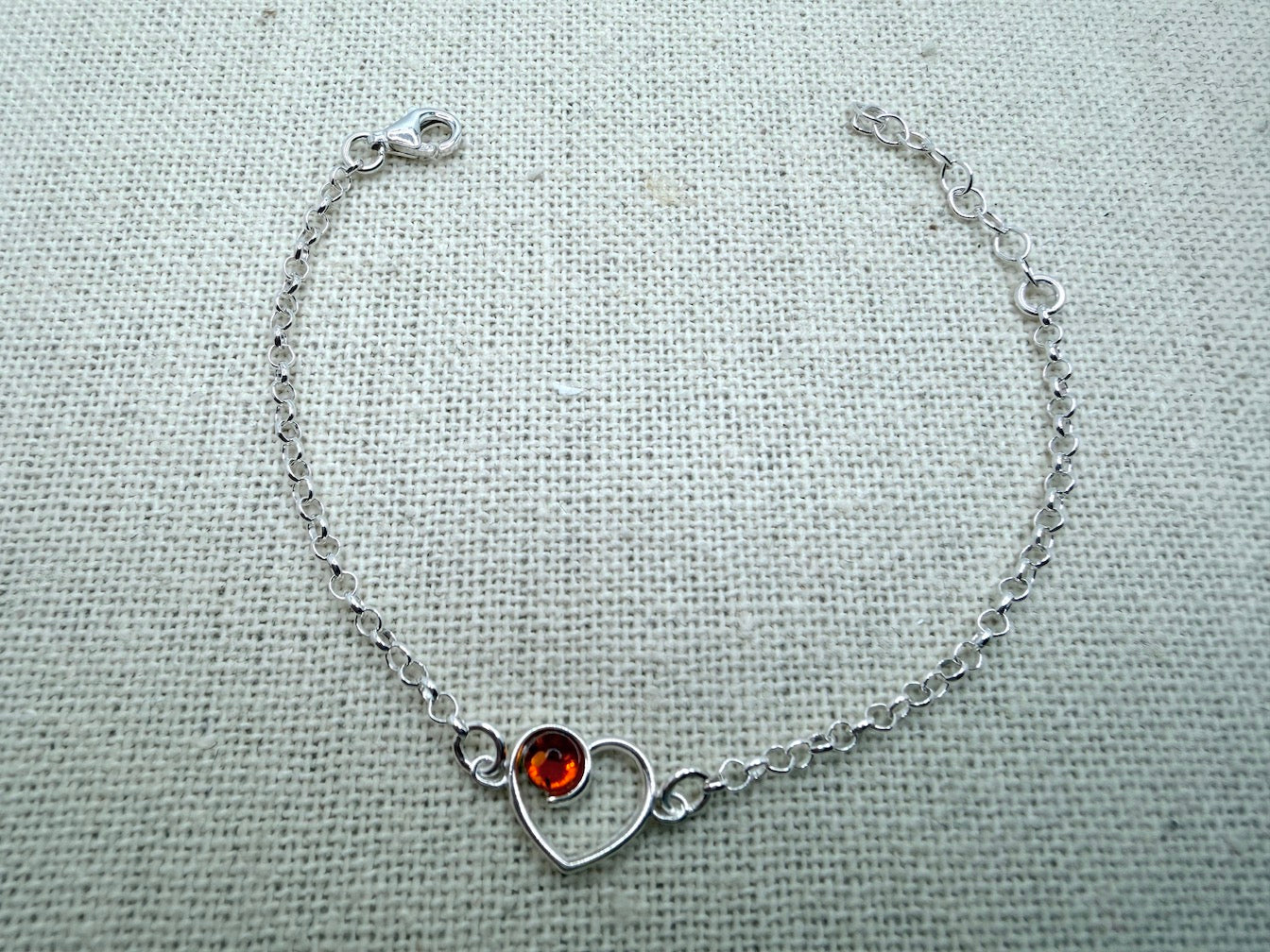 Baltic Amber Heart Chain Bracelet
