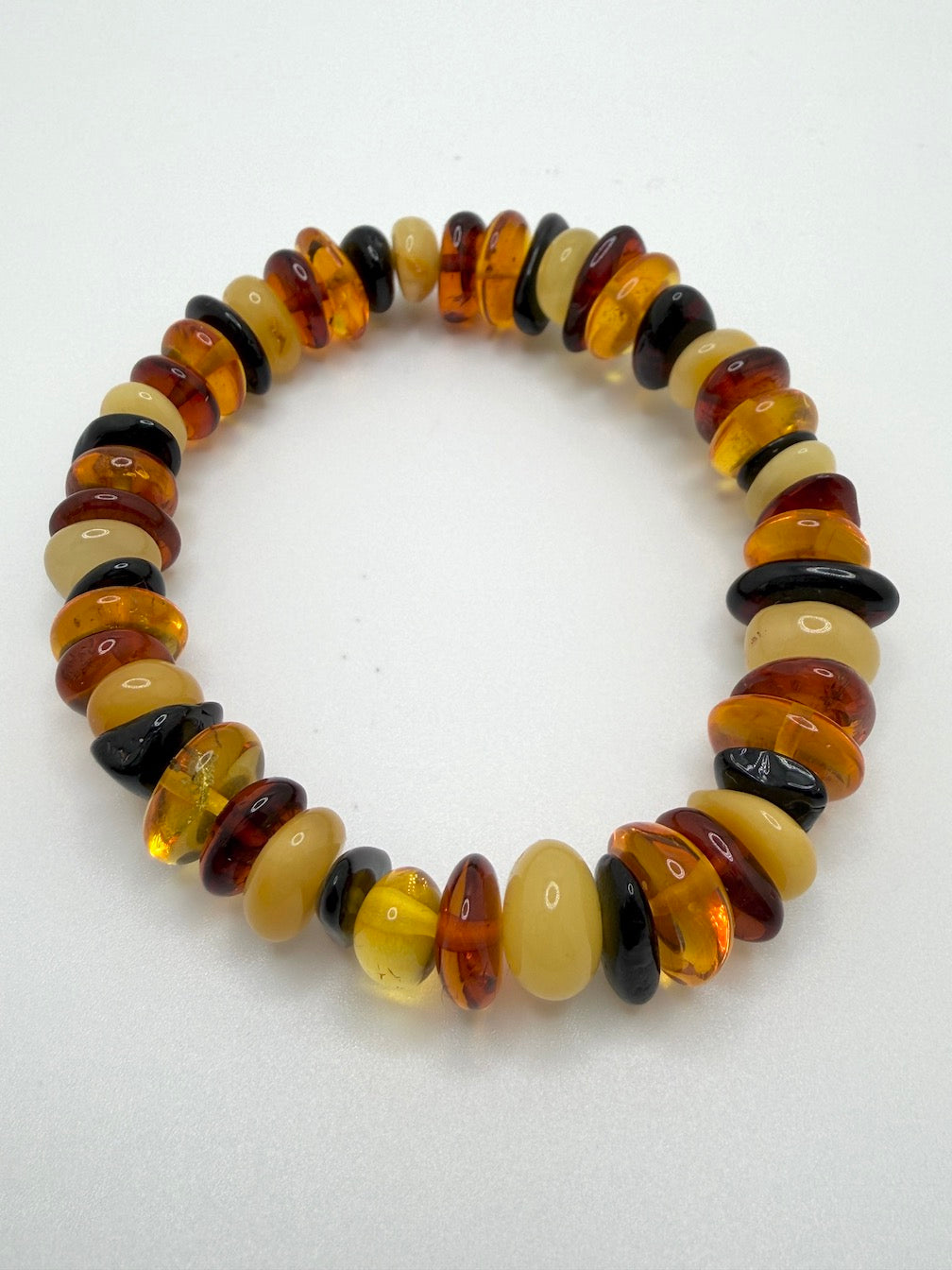 Polished Baltic Amber Honey Stretch Bracelet – Natural Organic Amber Chunks