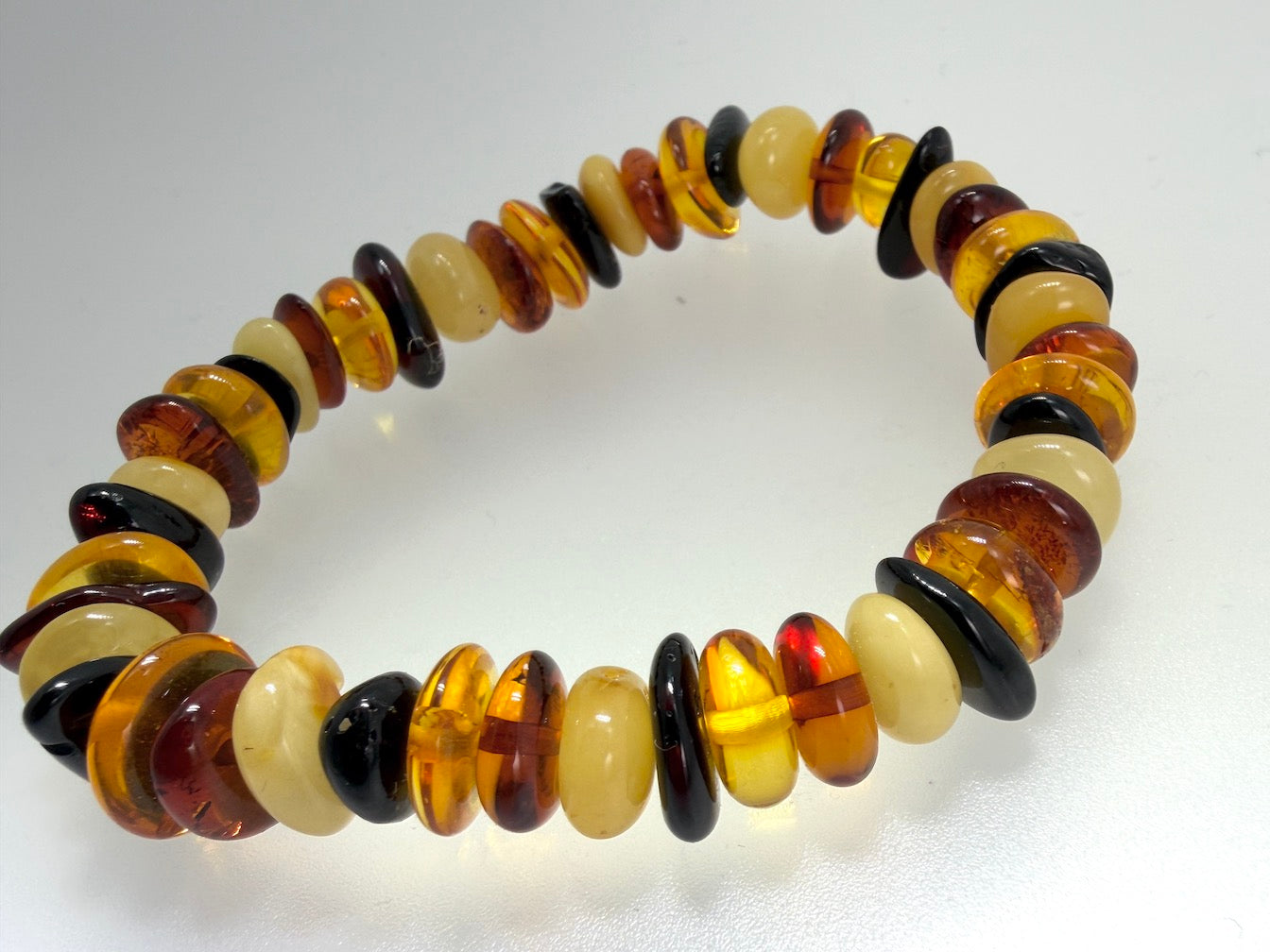 Polished Baltic Amber Honey Stretch Bracelet – Natural Organic Amber Chunks