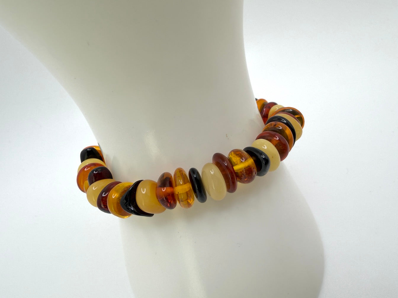 Polished Baltic Amber Honey Stretch Bracelet – Natural Organic Amber Chunks