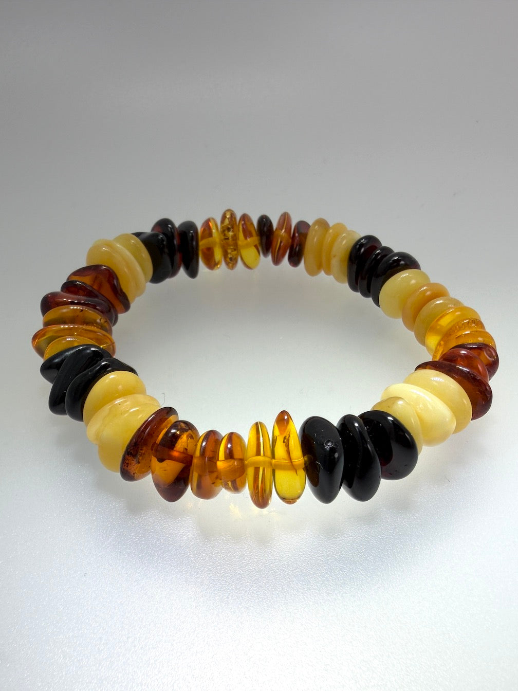 Baltic Amber Honey Stretch Bracelet – Polished Natural Organic Amber Chunks