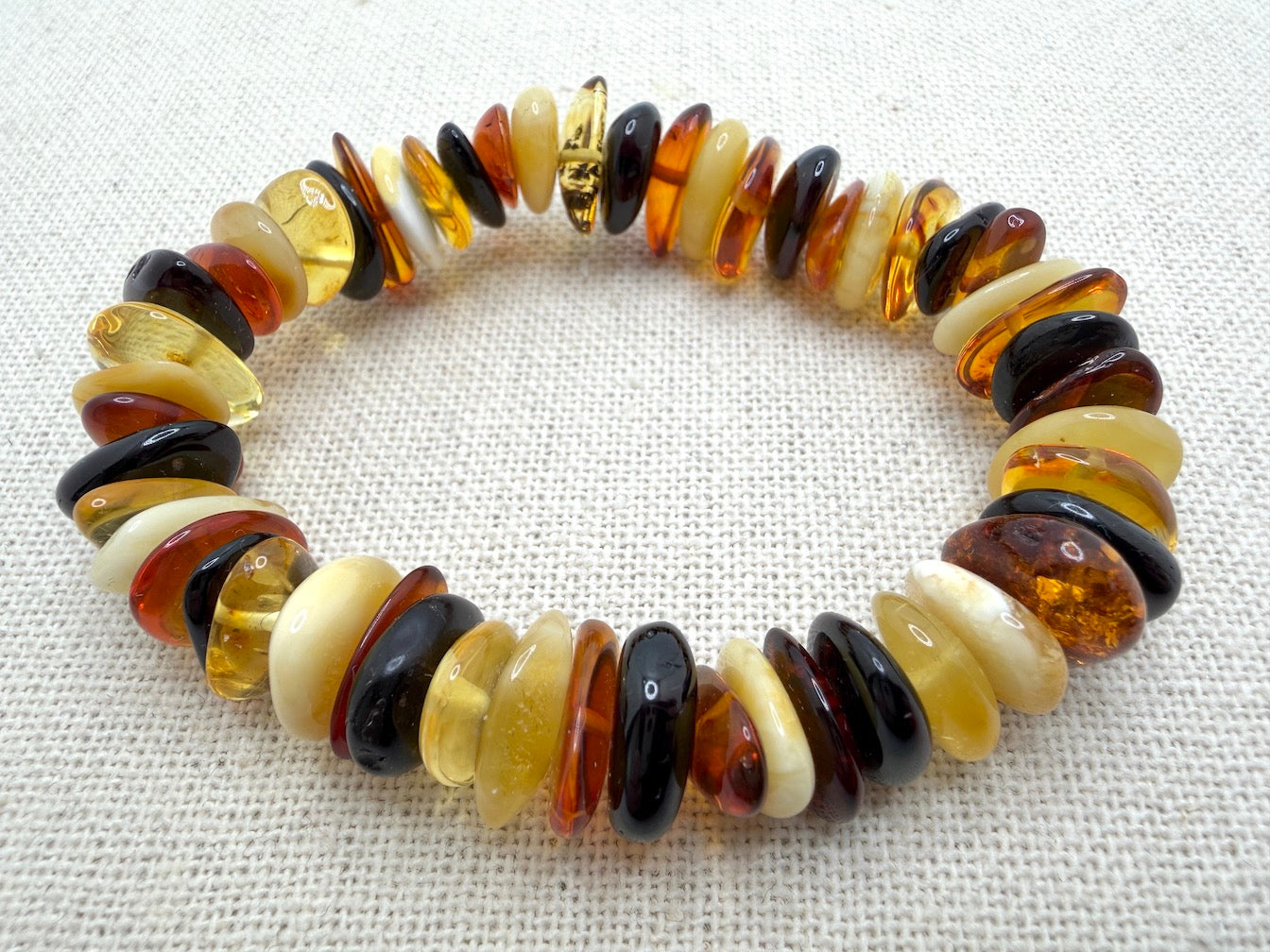 Baltic Amber Honey Stretch Bracelet – Natural Organic Amber Chunks