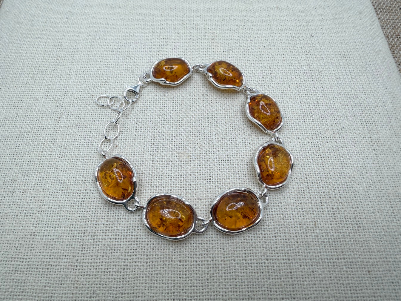 Baltic Amber Link Bracelet Adjustable to 8 1/2” inches