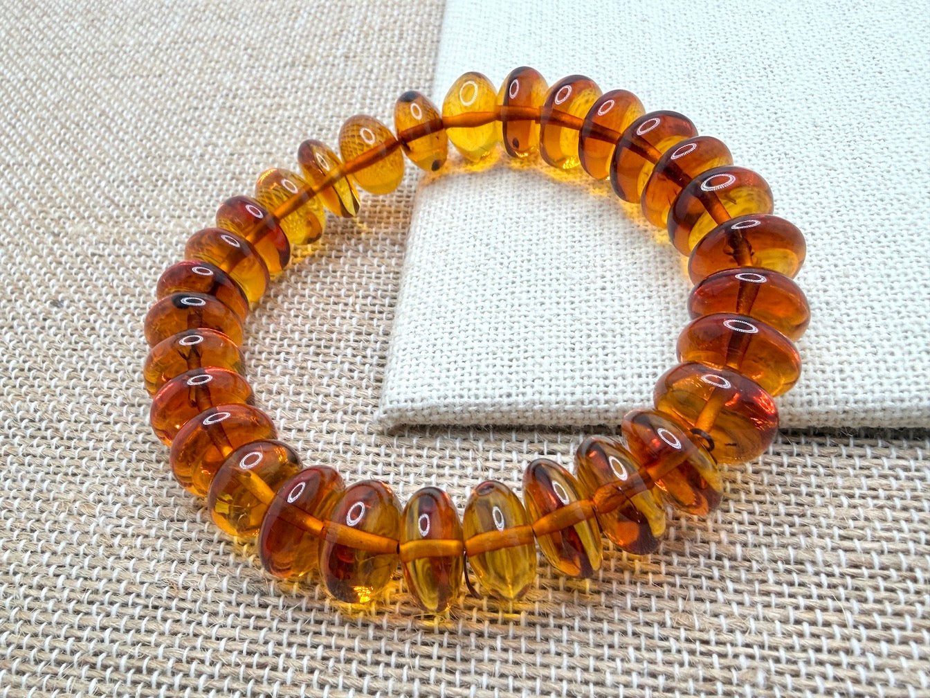 Baltic Amber Ombré Natural Honey Cognac Stretch Bracelet