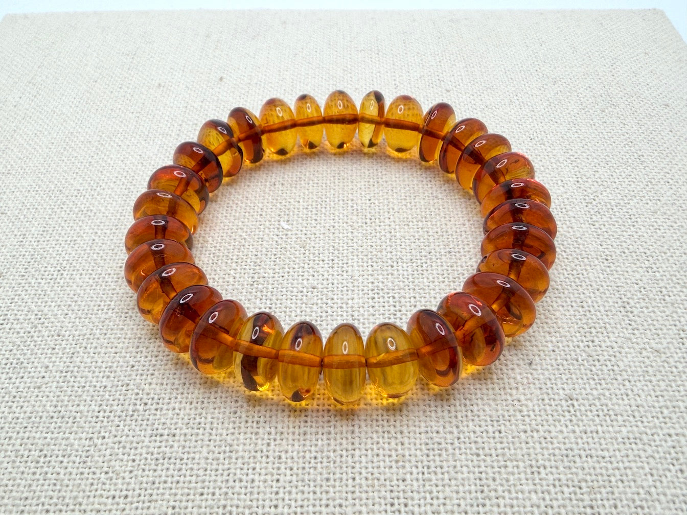 Baltic Amber Ombré Natural Honey Cognac Stretch Bracelet