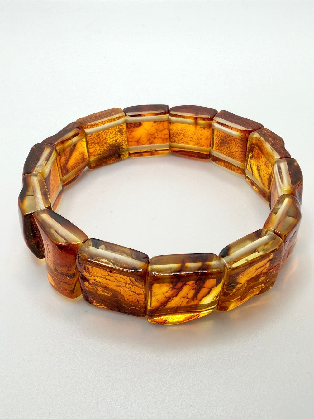 Baltic Amber Ombré Natural Honey Cognac Stretch Bracelet