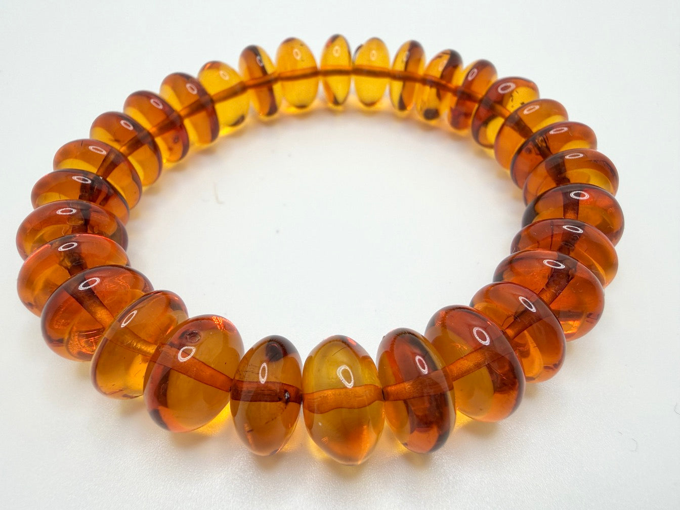 Baltic Amber Ombré Natural Honey Cognac Stretch Bracelet