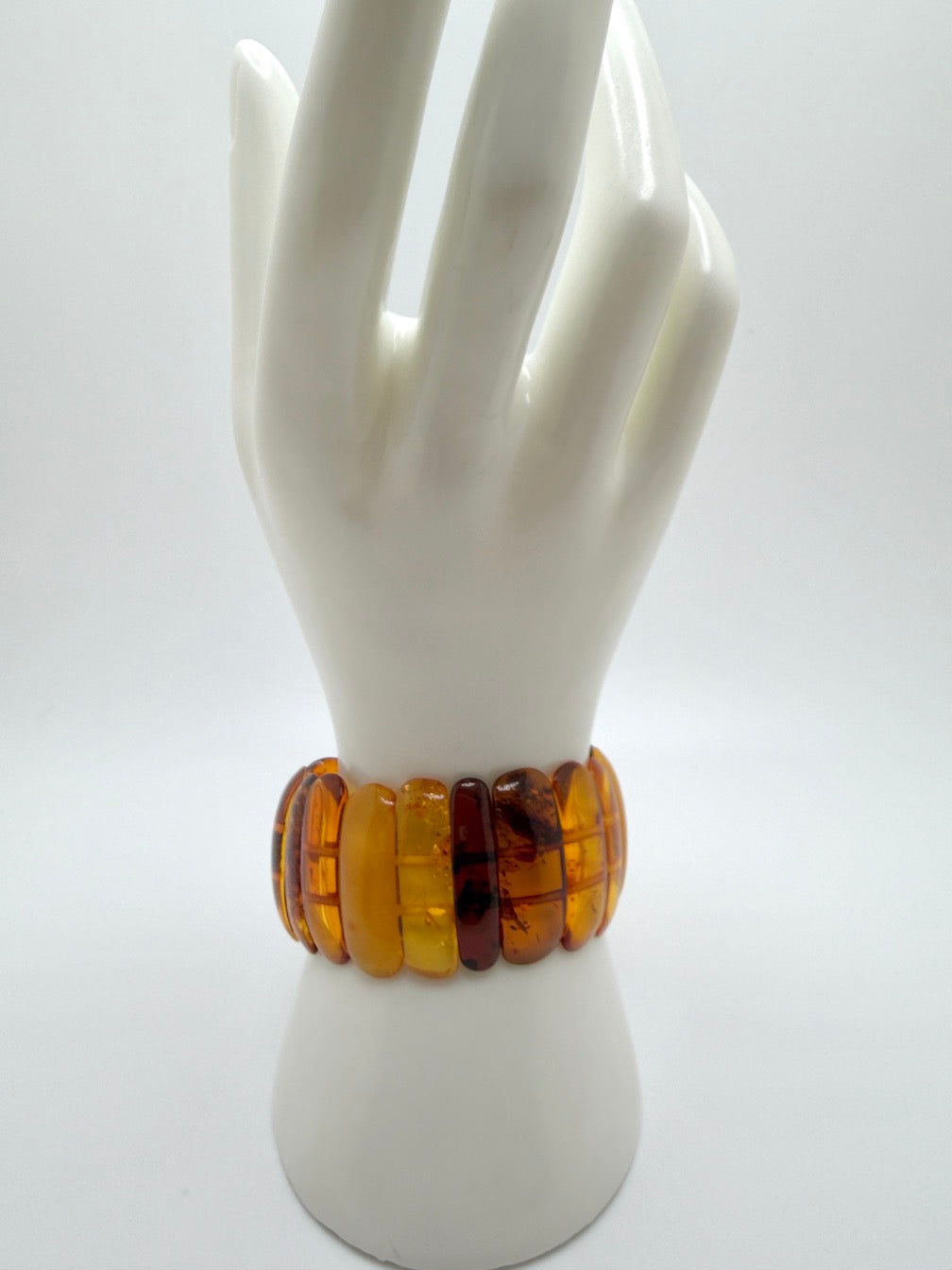 Baltic Amber Ombré Stretch Bracelet – Lemon, Cognac & Cherry Amber