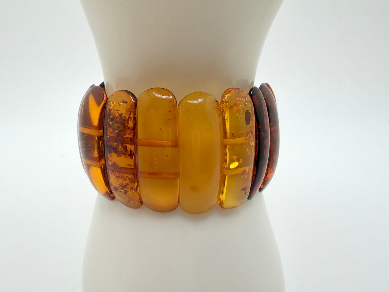 Baltic Amber Ombré Stretch Bracelet – Lemon, Cognac & Cherry Amber
