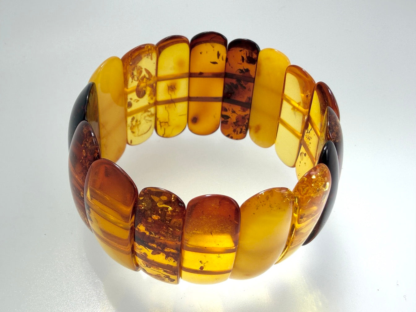 Baltic Amber Ombré Stretch Bracelet – Lemon, Cognac & Cherry Amber