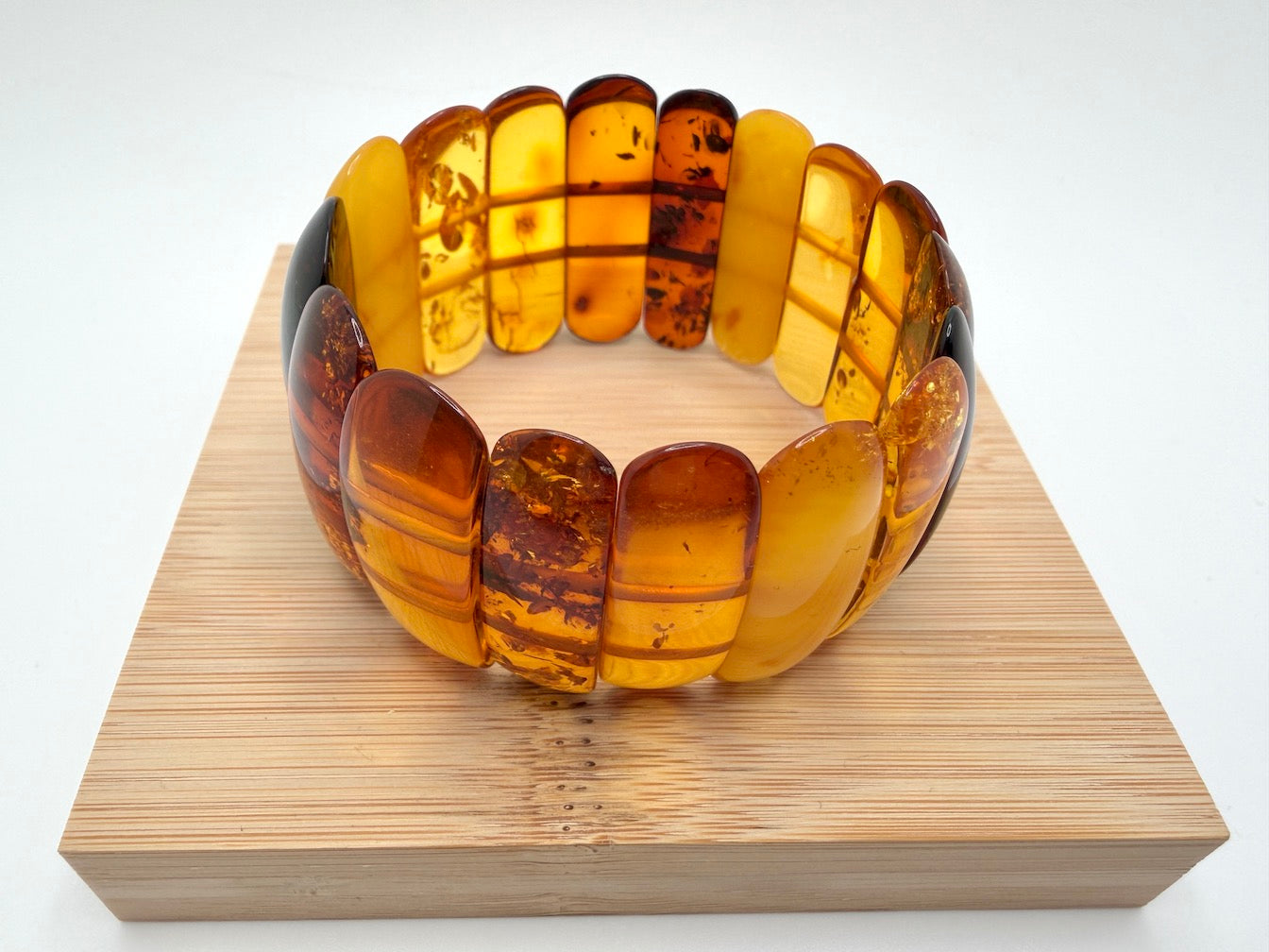 Baltic Amber Ombré Stretch Bracelet – Lemon, Cognac & Cherry Amber