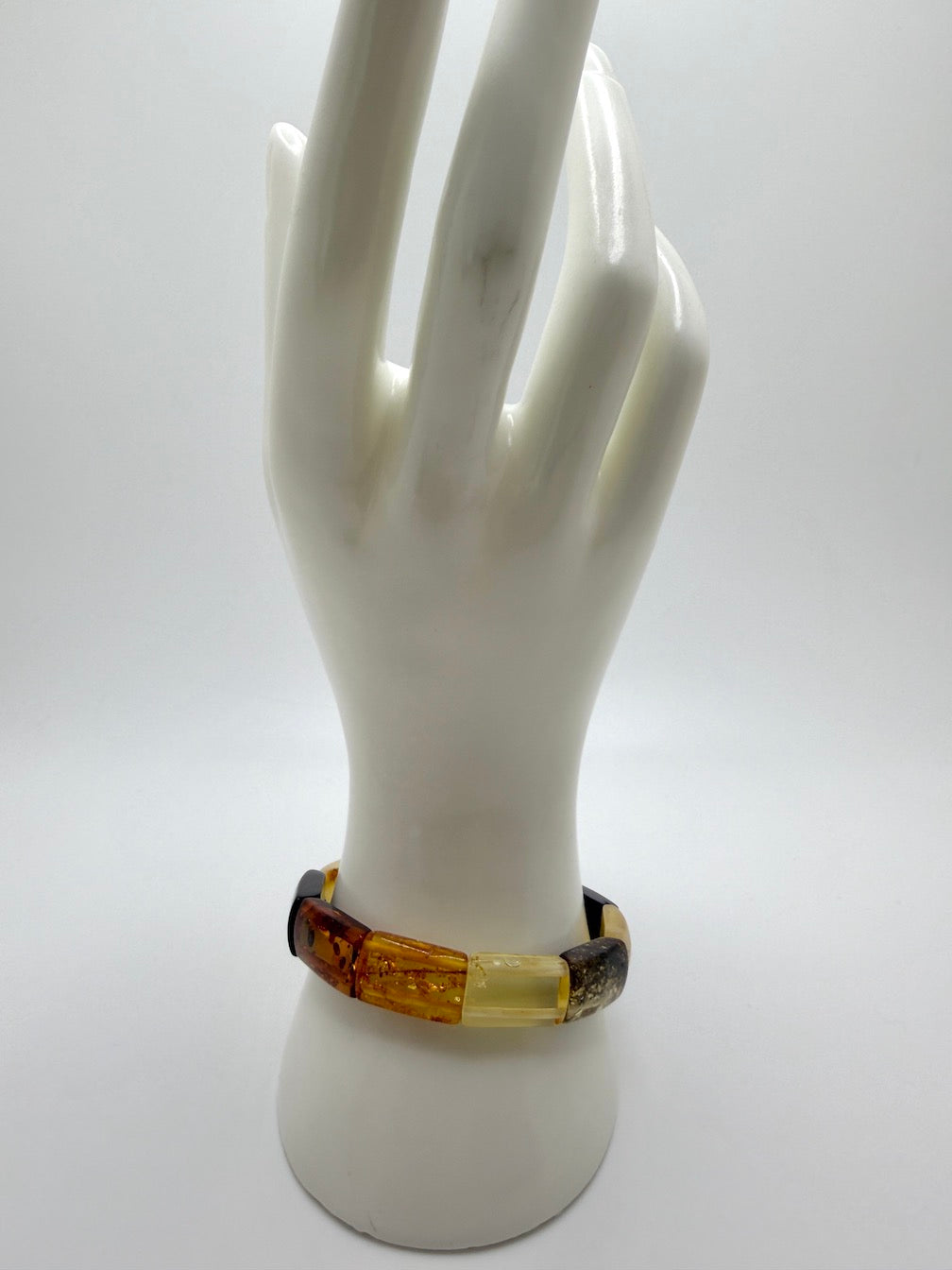 Baltic Amber Ombré Stretch Bracelet – Lemon, Cognac, Green & Cherry Amber