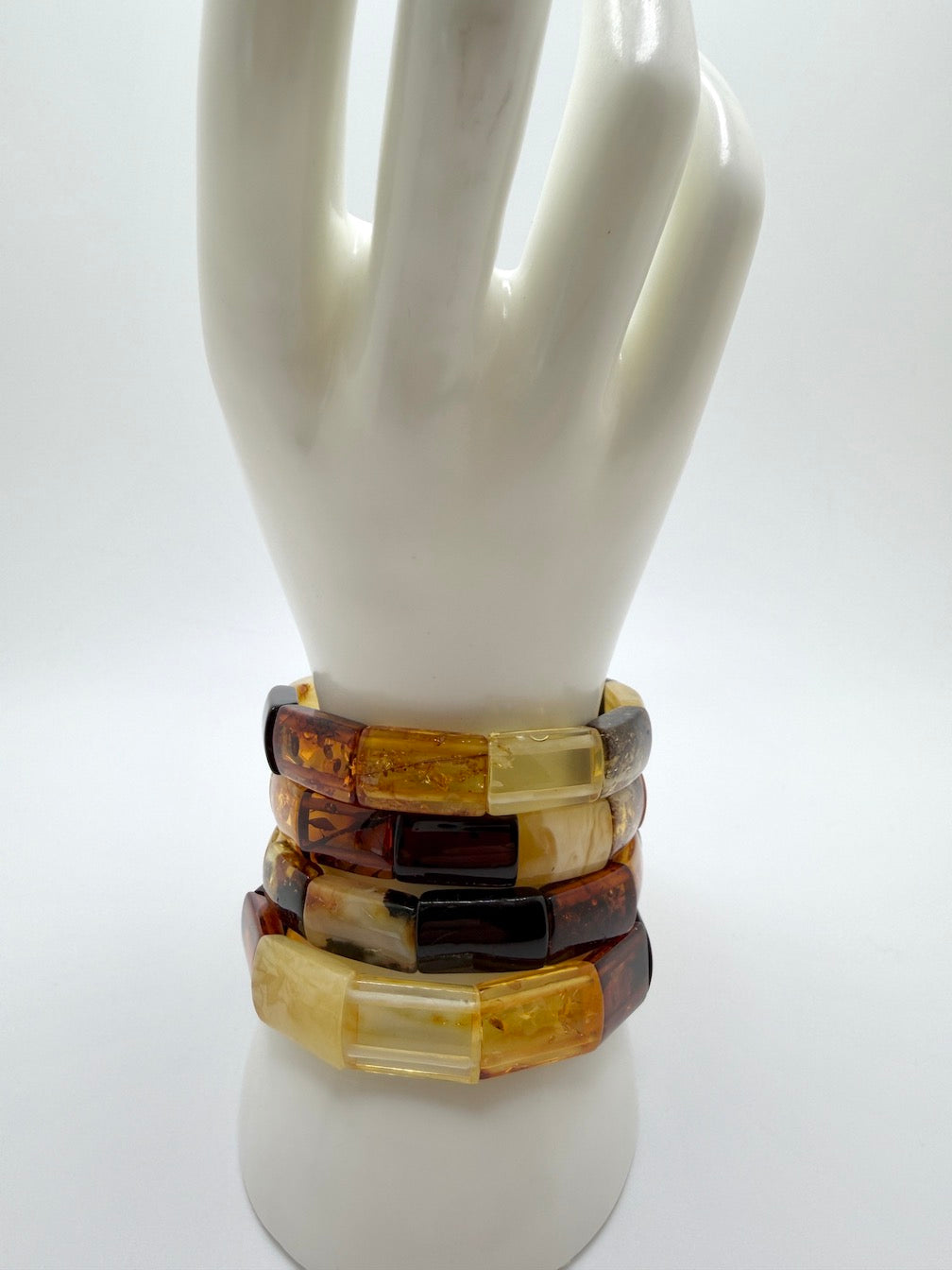 Baltic Amber Ombré Stretch Bracelet – Lemon, Cognac, Green & Cherry Amber