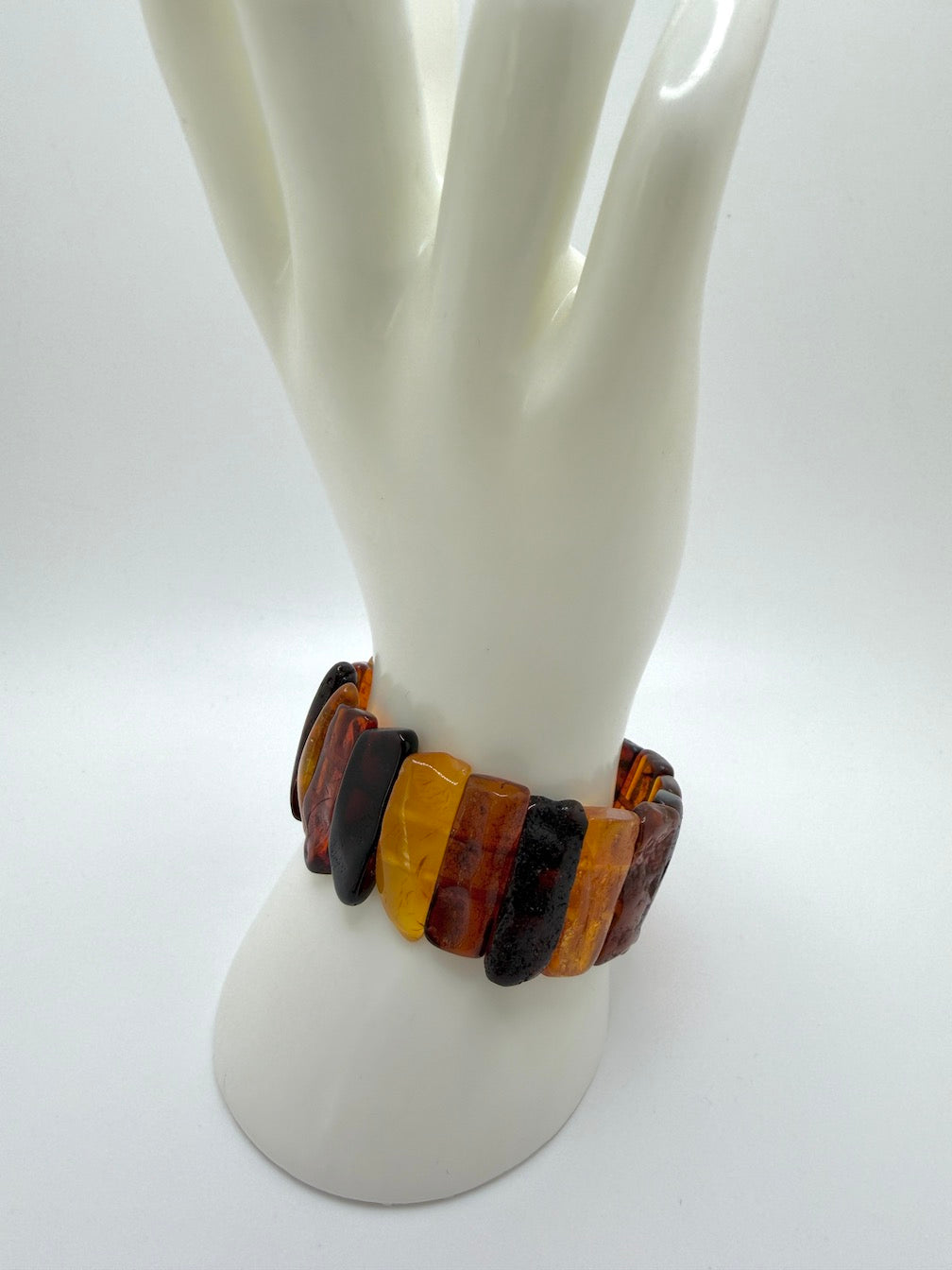 Baltic Amber Ombré Stretch Bracelet – Lemon, Cognac & Cherry Amber