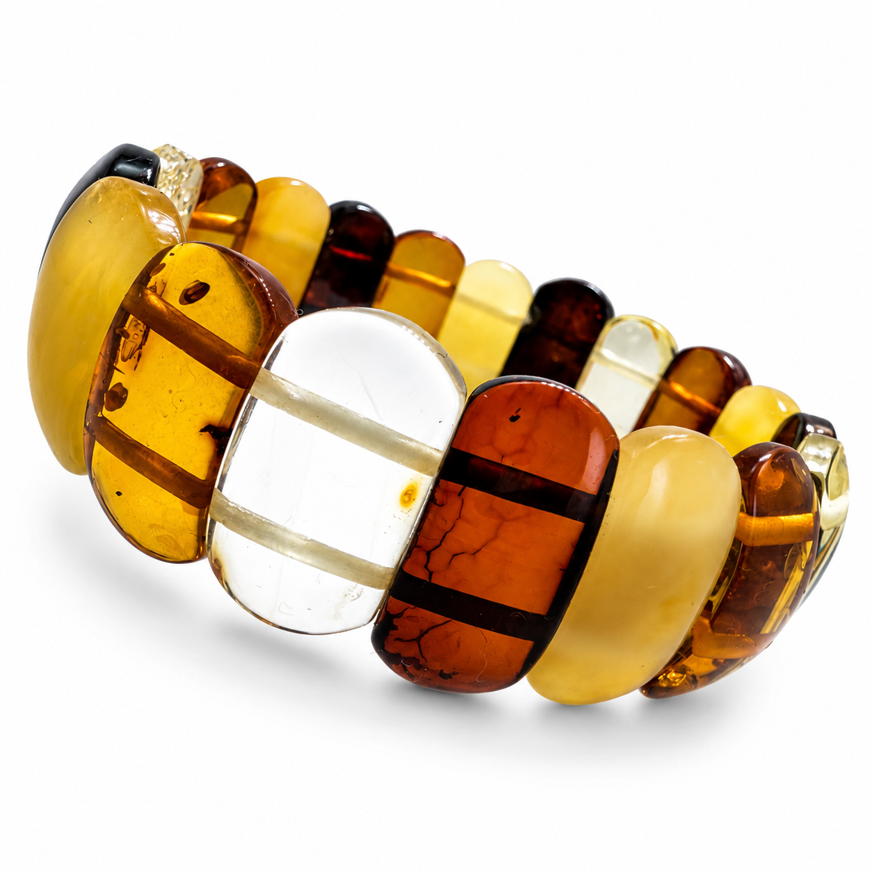 Baltic Amber Ombré Stretch Bracelet – Lemon, Cognac, Honey & Cherry Amber