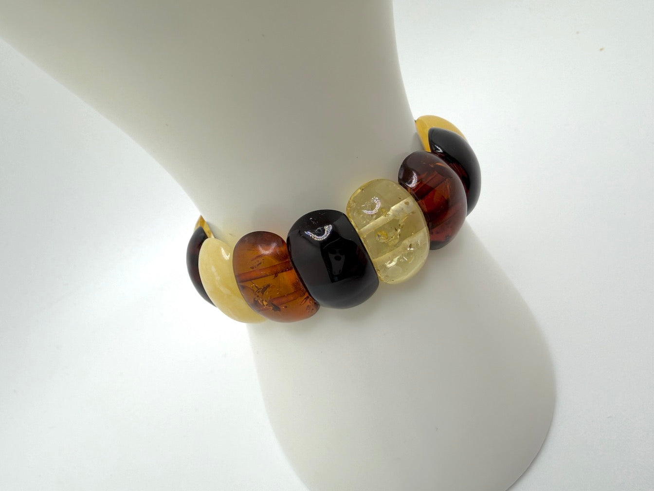 Baltic Amber Ombré Stretch Bracelet – Lemon, Cognac, Honey & Cherry Amber