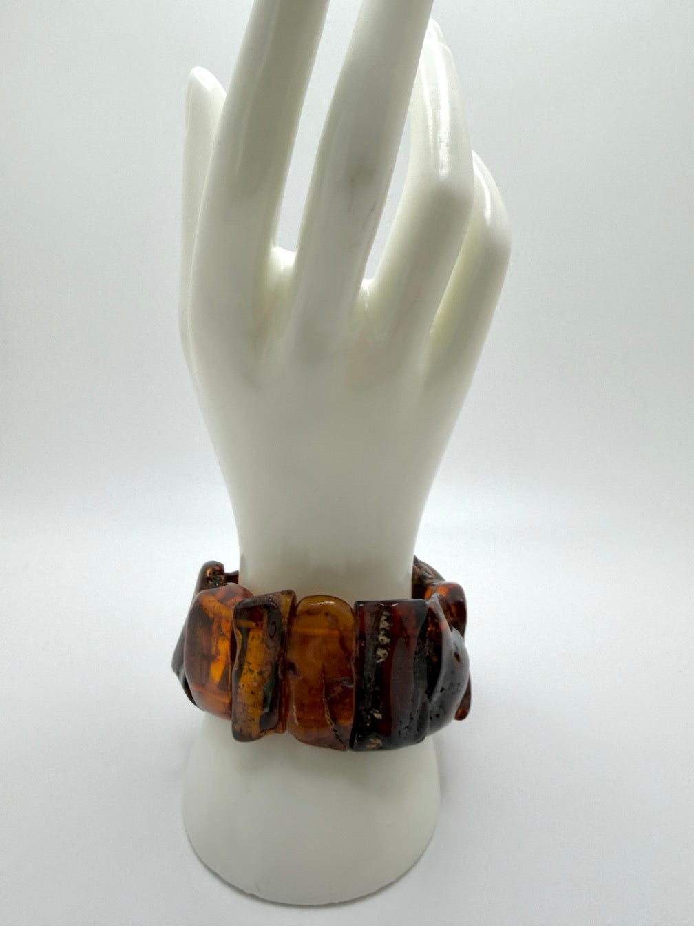 Baltic Amber Ombré Stretch Bracelet – Natural Honey, Butterscotch and Cherry Tones