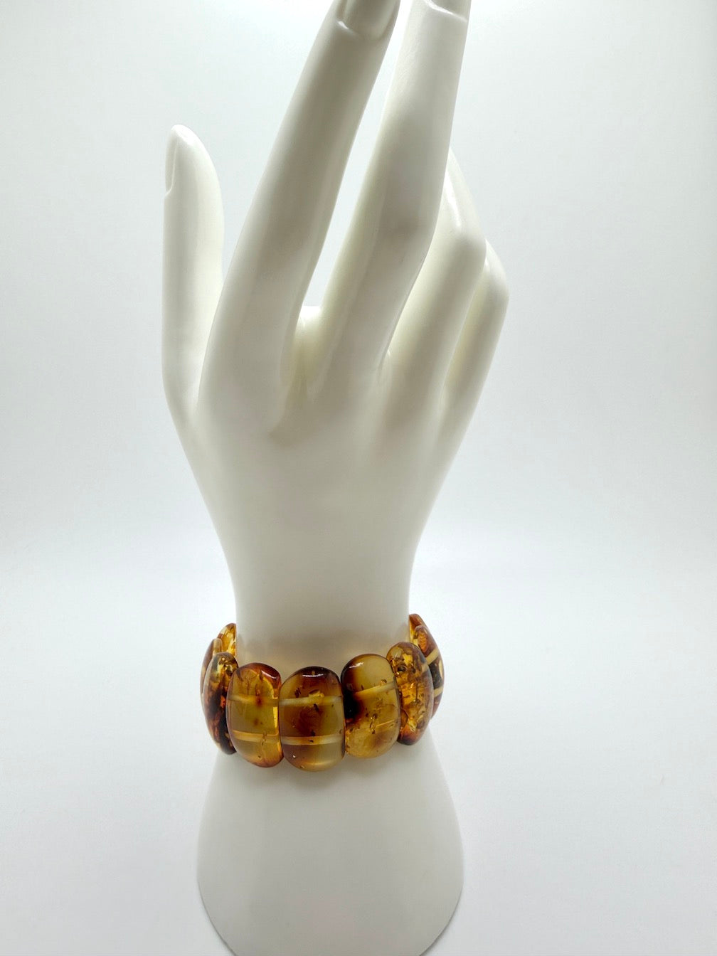 Baltic Amber Ombré Stretch Bracelet – Natural Lemon and Honey Tones