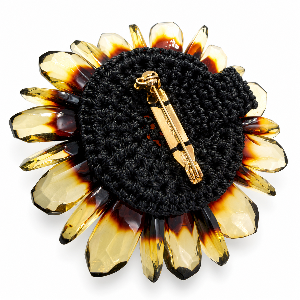 Baltic Amber Ombre Sunrise Statement Necklace – Flower Design Pendant – Removable Brooch – Made in Lithuania