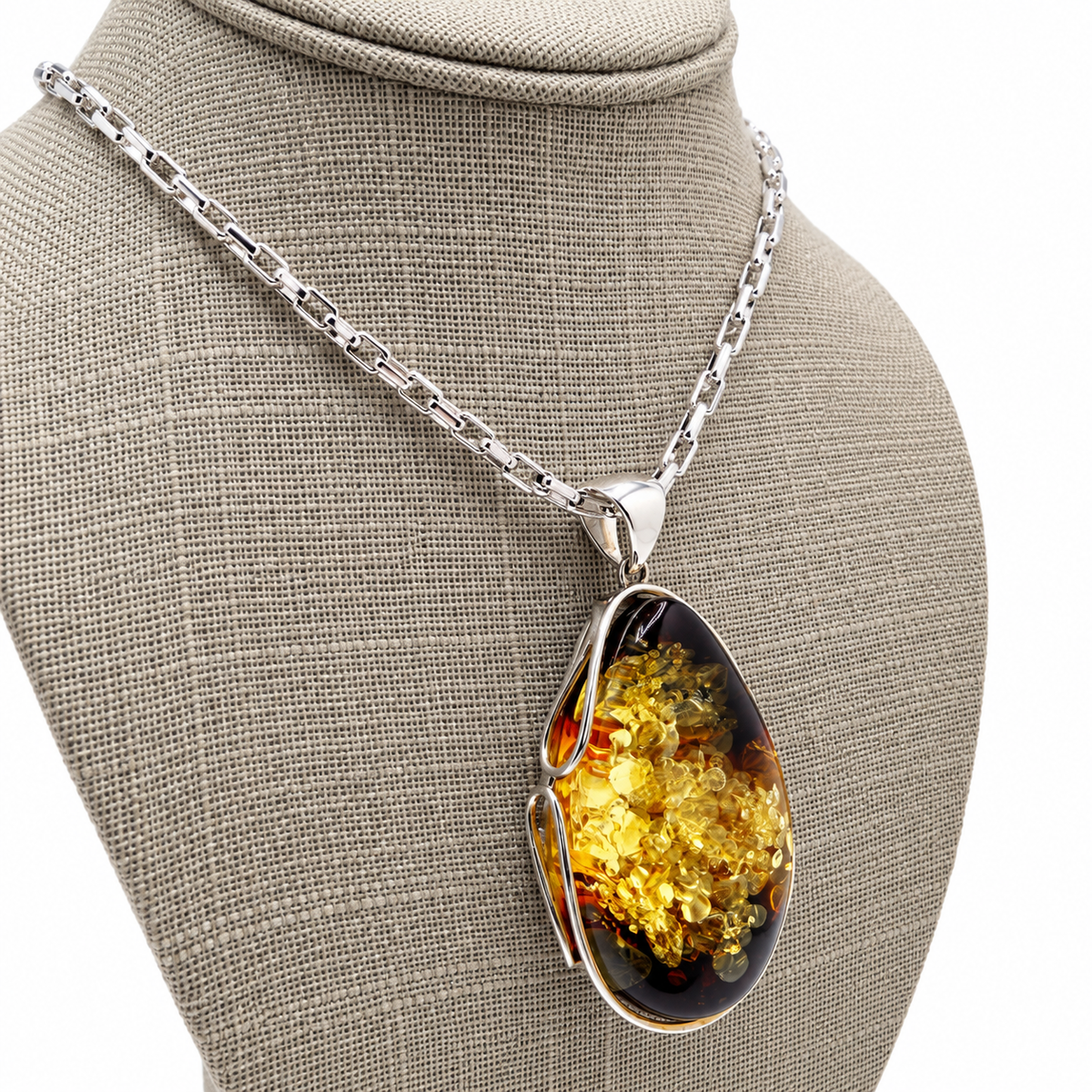 One of a Kind Baltic Amber Pendant Sterling Silver, Lemon Green Amber Necklace,