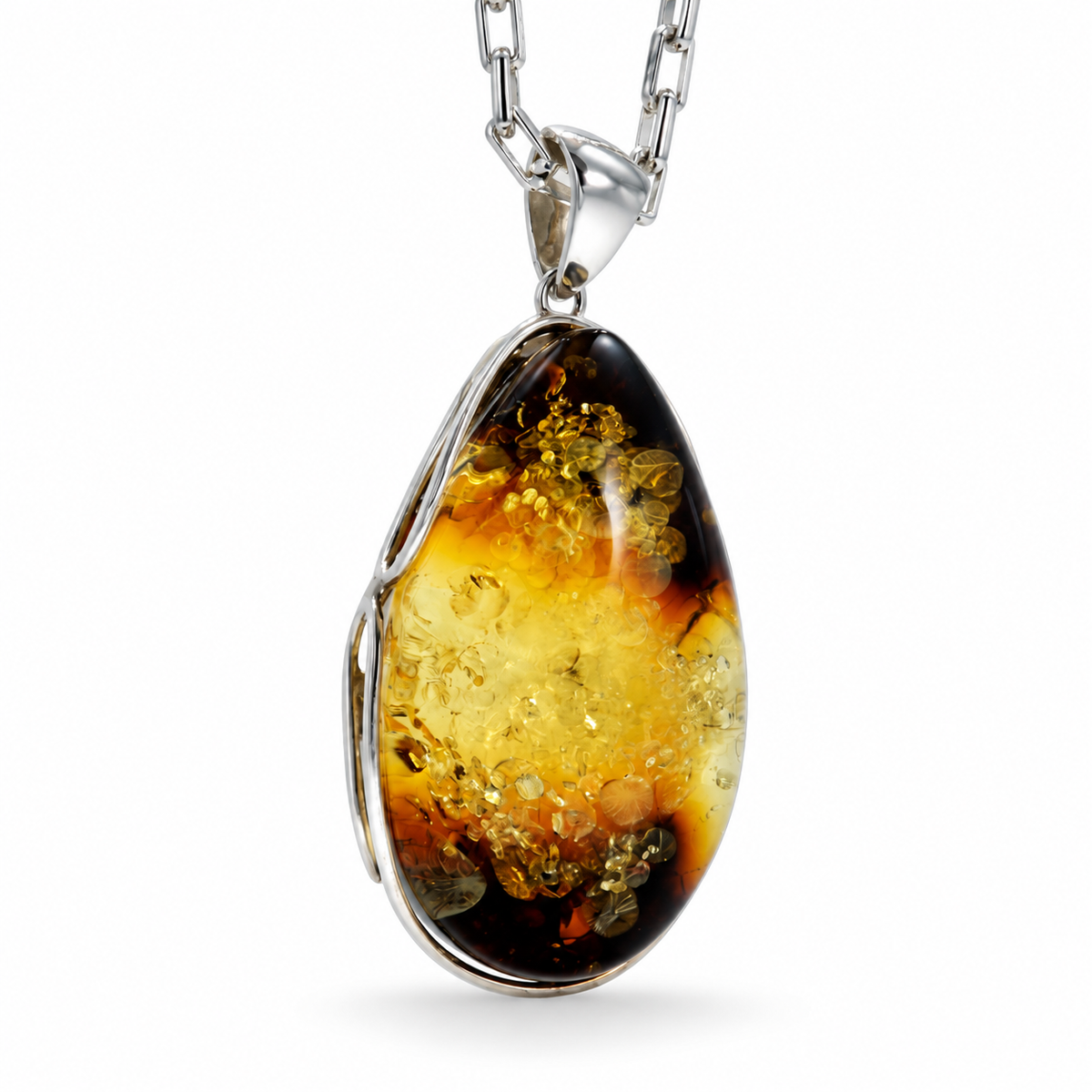 One of a Kind Baltic Amber Pendant Sterling Silver, Lemon Green Amber Necklace,