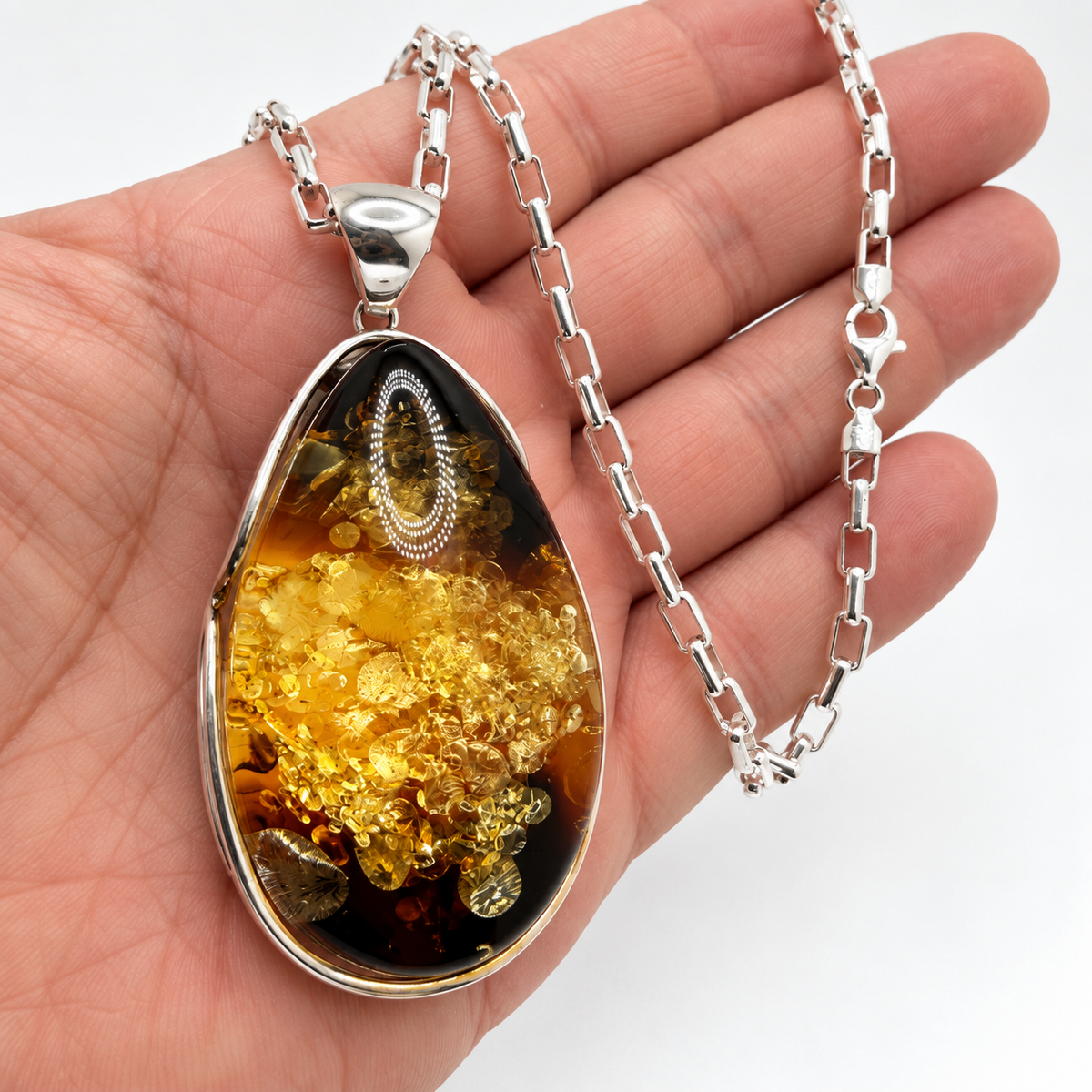 One of a Kind Baltic Amber Pendant Sterling Silver, Lemon Green Amber Necklace,