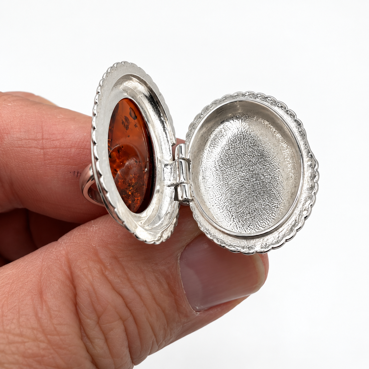 Baltic Amber Secret Compartment Ring