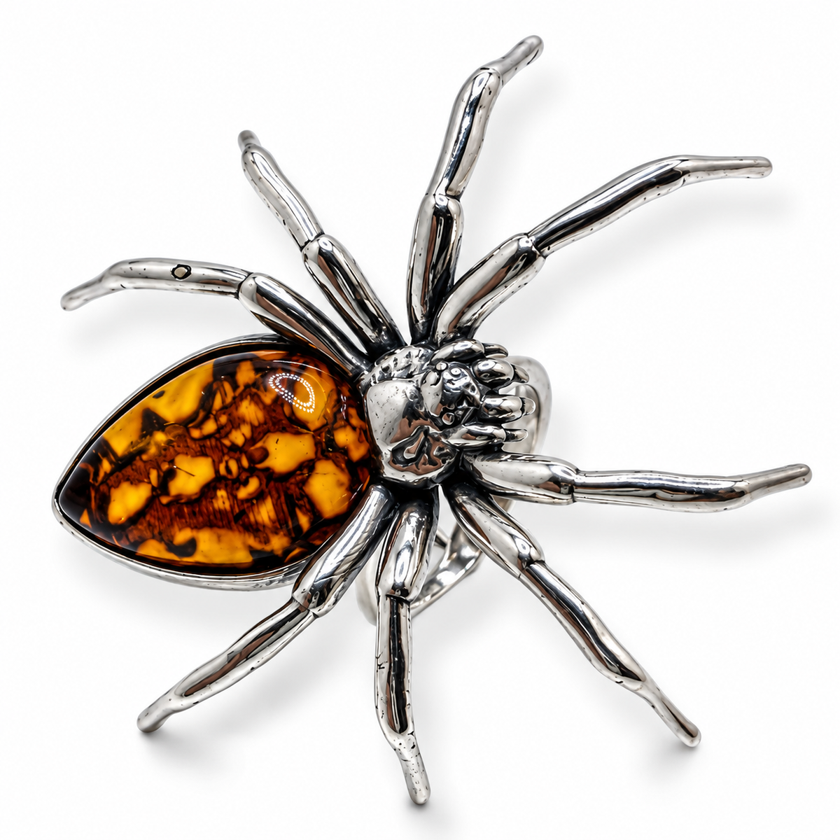 Baltic Amber Spider Ring